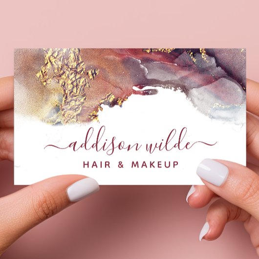 Carte De Visite Purple Gold Art Moderne Liquide Aquarelle d'encre