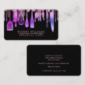 Carte De Visite Purple Gold Driving Chef Outils de cuisine Parties (Devant / Derrière)