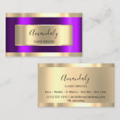 Carte De Visite Purple Gold encadré Élégant Professionnel Mooddeer (Devant / Derrière)