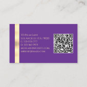 Carte De Visite Purple & Gold, Générer QR Code Nom et monogramme (Dos)
