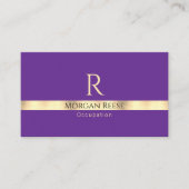 Carte De Visite Purple & Gold, Générer QR Code Nom et monogramme (Devant)