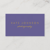 Carte De Visite Purple Gold Modern Script QR Code Social Media B (Devant)