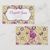 Carte De Visite Purple & Gold Retro Floral Damask (Devant / Derrière)