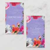 Carte De Visite Purple Gras Peint Floral Pop Chic Moderne (Devant / Derrière)
