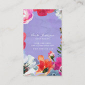 Carte De Visite Purple Gras Peint Floral Pop Chic Moderne (Dos)