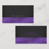 Carte De Visite Purple & Grey Séquins de Glam Moderne Élégant Chic (Devant / Derrière)