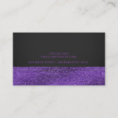 Carte De Visite Purple & Grey Séquins de Glam Moderne Élégant Chic (Dos)