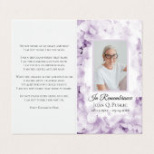 Carte De Visite Purple Hydrangea Fleur Aquarelle Prière funéraire (Extérieur déplié)