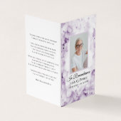Carte De Visite Purple Hydrangea Fleur Aquarelle Prière funéraire (Extérieur)