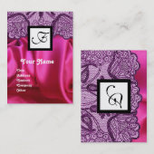 CARTE DE VISITE PURPLE LACE PINK FUCHSIA SILKCLOS, MONOGRAMME CARR (Devant / Derrière)