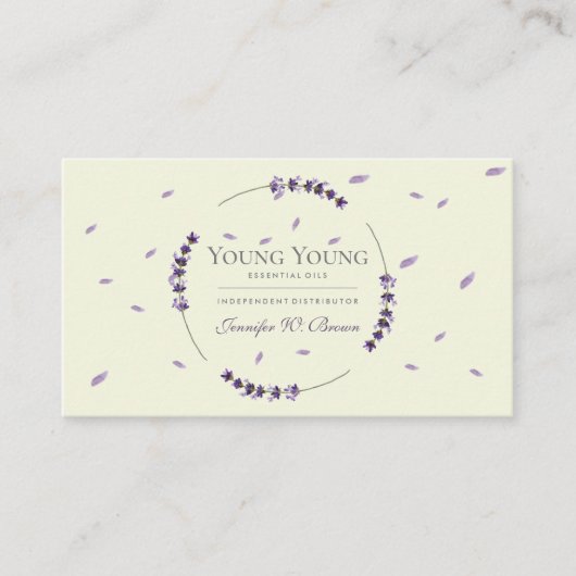 Carte De Visite Purple Lavender Circle Framed Essential Oils (Devant)