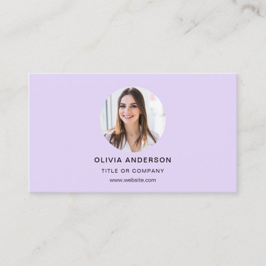 Carte De Visite Purple Lavender Photo avec QR Code Médias sociaux (Devant)