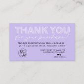 Carte De Visite Purple lavender script photo logo commander merci (Devant)