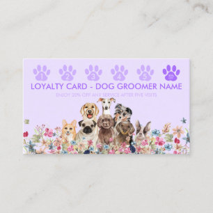 Carte De Visite Purple Lilac Chien Walker Groomer Punch Loyauté