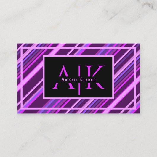 Carte De Visite Purple Lilac Stripes Stripe Dynamic Design Stylish (Devant)