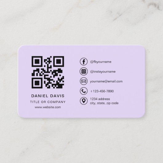 Carte De Visite Purple Logo QR Code Professional (Devant)