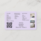 Carte De Visite Purple Maid House Cleaning QR Code Professional (Dos)