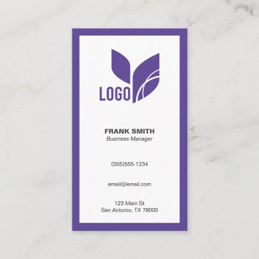 Carte De Visite Purple minimaliste moderne (Devant)