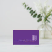 Carte De Visite Purple moderne et blanc avec Monogram Professional (Debout devant)