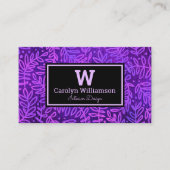Carte De Visite Purple monogramme feuille motif botanique moderne  (Devant)