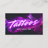 Carte De Visite Purple Neon & Smoke Tattoo Artist QR Code (Devant)