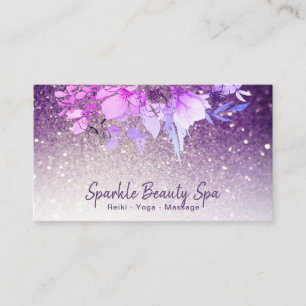Carte De Visite ~ Purple Ombre Parties scintillant Beauty Floral S