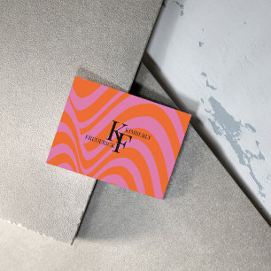 Carte De Visite Purple Orange Retro Liquide Super Motif de bande