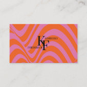 Carte De Visite Purple Orange Retro Liquide Super Motif de bande (Devant)