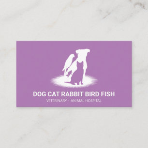 Carte De Visite Purple Pet Store Boutique chat chien oiseau lapin 