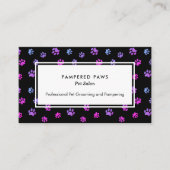 Carte De Visite Purple Pink Blue Empreintes de pattes Professionne (Devant)