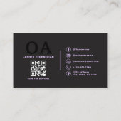 Carte De Visite Purple QR Code Eye Lashes Technicien Noir (Dos)