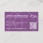 Carte De Visite PURPLE Qr Code Logo Chiens Chats Animaux (Dos)