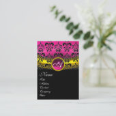 Carte De Visite PURPLE ROSE AMÉTHYST DAMASK MONOGRAM, or fuchsia (Debout devant)