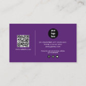 Carte De Visite Purple Signature Script QR Code Médias sociaux (Dos)