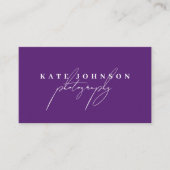 Carte De Visite Purple Signature Script QR Code Médias sociaux (Devant)