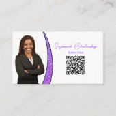 Carte De Visite Purple Sliver Faux Parties scintillant Photo QR Pr (Devant)