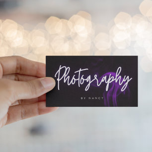 Carte De Visite Purple Smoke Neon Photographie Script