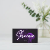 Carte De Visite Purple Smople Neon Skincare Script (Debout devant)