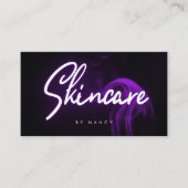 Carte De Visite Purple Smople Neon Skincare Script (Devant)