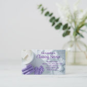 Carte De Visite Purple Suds Élégant nettoyage Service de ménage (Debout devant)