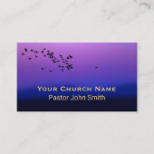 Carte De Visite Purple Sunset Birds Church Pastor QR Code (Devant)