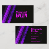 Carte De Visite Purple Tread Paths on Black Backdrop (Devant / Derrière)