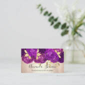 Carte De Visite PurpleRose Gold Flowers Logo Event Planner QR Code (Debout devant)