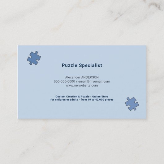 Carte De Visite Puzzle bleu (Dos)