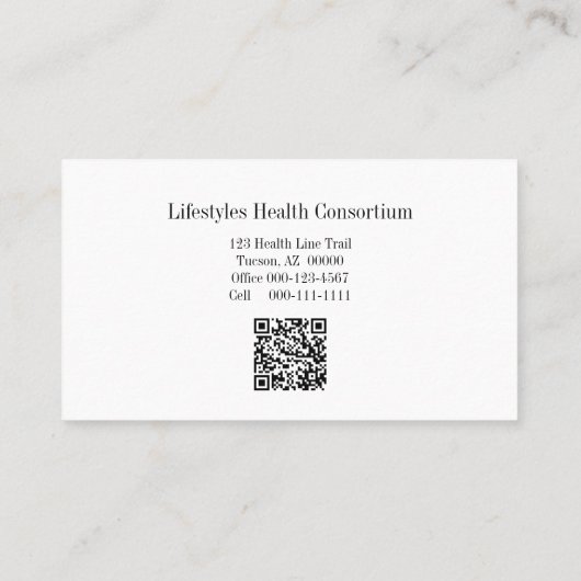 Carte De Visite Puzzle on Fork Tines QR Code Health Professional (Dos)