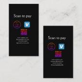 Carte De Visite Q R code venmo scanner pour payer ajouter le logo (Devant / Derrière)