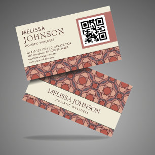 Carte de visite QR à la cannelle Marsala géométriq