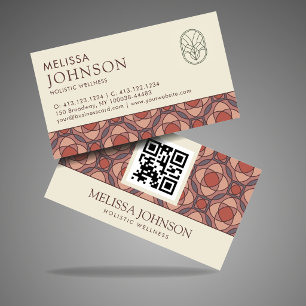 Carte de visite QR à la cannelle Marsala géométriq