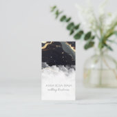 Carte De Visite *~* QR Agate Black Gold Marble Glam Luxe AP66 (Debout devant)