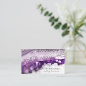 Carte De Visite *~* QR Agate Lavender Purple Gold Parties scintill (Debout devant)